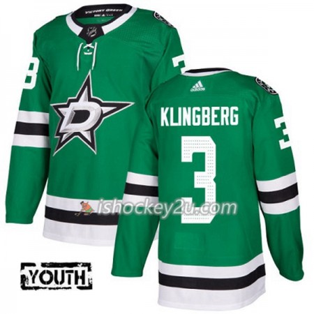 Børn NHL Dallas Stars Trøje John Klingberg 3 Adidas 2017-2018 Gul Grøn Authentic